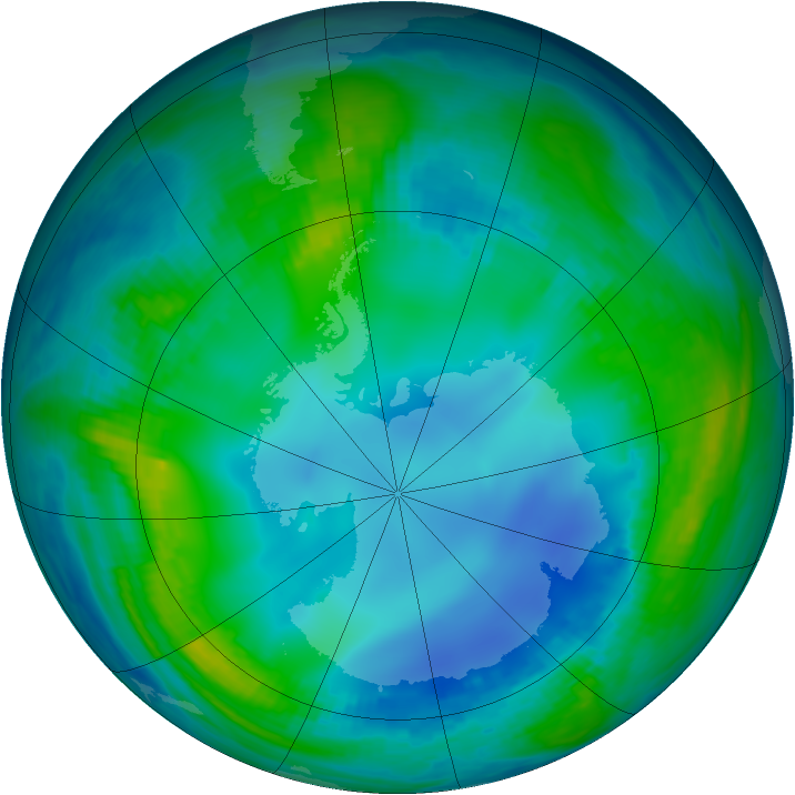 Antarctic ozone map for 19 May 1988